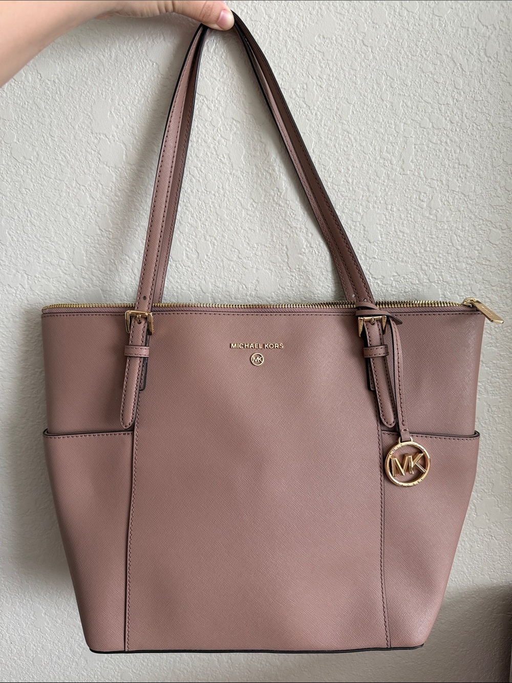 Michael Kors Dusty Rose Leather Tote with Gold Hardware